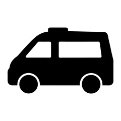 Vector art of simple black silhouette of a minivan, ideal for transportation and family themes in a minimalist design