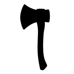 Illustration of a black axe, a tool used for cutting wood and other materials with a sharp blade and handle