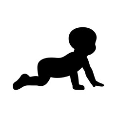 Illustration of a black baby crawling, a young child learning to move on their hands and knees