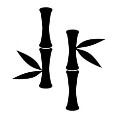 Vector art of two bamboo stalks with leaves silhouette, perfect for representing growth, nature, and oriental design