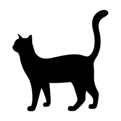 Vector art of silhouette of a black cat standing, a simple and elegant design for various creative projects and applications