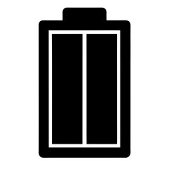 Vector art of a black battery icon with two bars, representing energy levels, power, and charging status in a clear and concise design