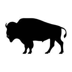 Vector art of silhouette of an american bison, a large mammal native to north america, also known as a buffalo