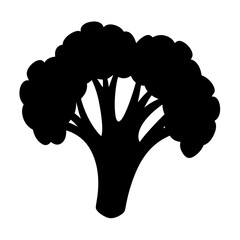 Vector art of black broccoli silhouette, depicting healthy eating, nutrition, and vegetable in a simple and clean design