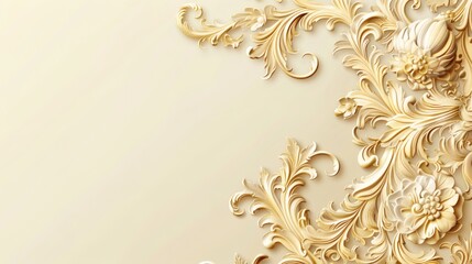 Elegant gold floral swirl background for luxurious invitations and creative designs, add a touch of class to your projects with this classic flourish pattern