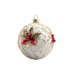 Christmas ornaments, holiday decorations, luxury baubles, red and gold ornaments PNG transparent background