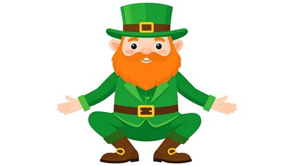 Cartoon leprechaun squatting