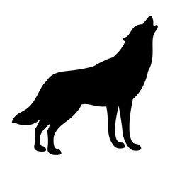 Black silhouette of howling wolf vector illustration canis lupus predator animal wildlife art design