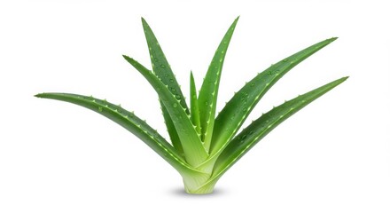 Obraz premium Aloe Vera Plant with Water Drops Isolated on White Background