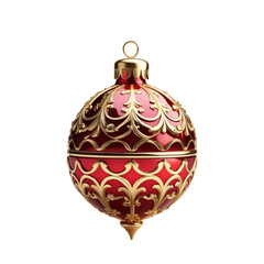 Christmas ornaments, holiday decorations, luxury baubles, red and gold ornaments PNG transparent background