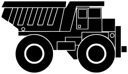 dump illustration truck silhouette industry logo vehicle icon transportation outline equipment heavy construction transport industrial machinery machine lorry car shape sky vector graphic background