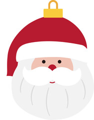 Cute Santa Claus Christmas Ornament Decoration flat Vector Illustration isolated.
Christmas character Ornament.
Transparent background.