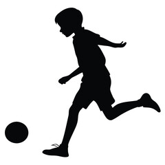 Boy kicking football silhouette