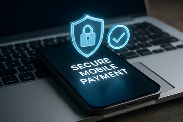 Secure mobile payment concept on smartphone.