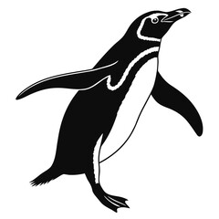 Penguin sliding on belly silhouette