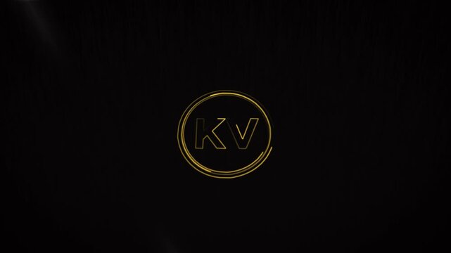 Elegant Golden KV Monogram Logo Animation