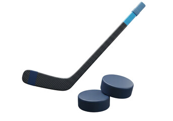 Isolated Hockey Stick and Pucks in a Compositional Arrangement for Game Time on Ice