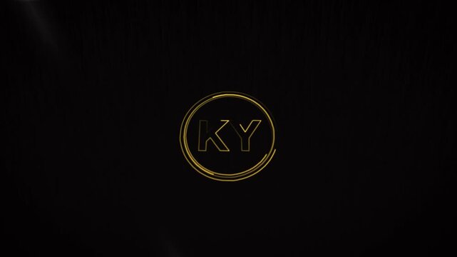 Elegant Golden KY Monogram Logo Design