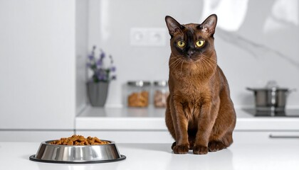 Brown cat in kitchen