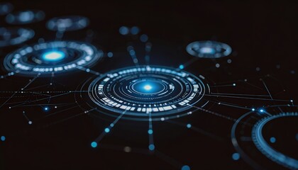 Glowing holographic circular interface representing advanced futuristic data system.