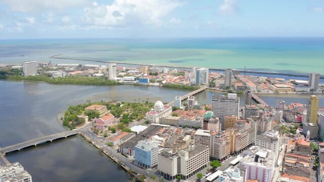 Aerial view of recife, brazil, showcasing its architecture and waterways