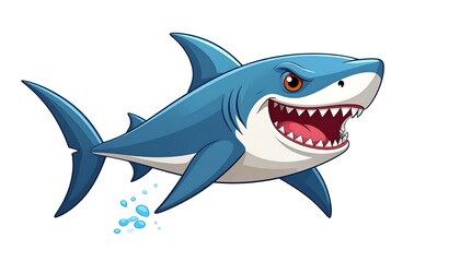 Cartoon shark, aggressive pose