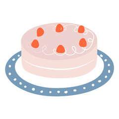 Strawberry cake png, cute cartoon sticker, transparent background
