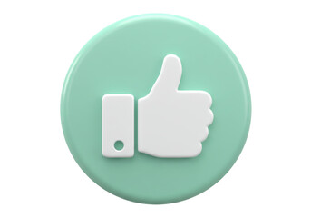 Isolated Round Button with Thumbs Up Sign – Social Media Like Icon, Graphic Element, Modern Design