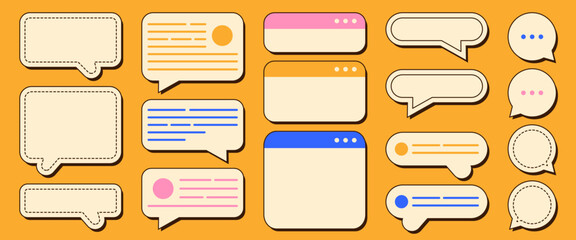 Shapes. Abstract message windows. Circles and rectangles. Linear figures. Many shapes. Vector illustration of various message windows