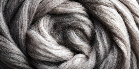 Fototapeta premium Red wool yarn spiral arranged in circular coil creating cozy textured textile background closeup - AI generated