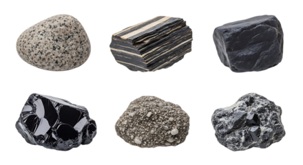 Collection of Six Different Rocks and Minerals geology