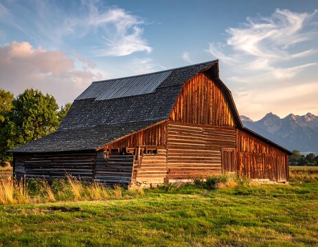 Rustic barn at sunset (1) - Powered by Adobe