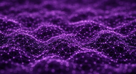 Abstract purple network with connected dots creating a wavy surface.