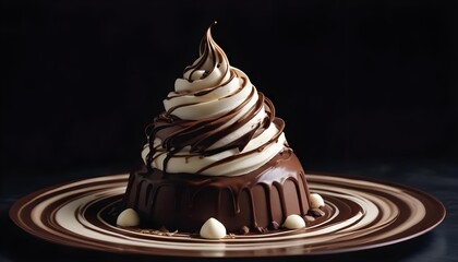 Decadent Chocolate Dessert with Swirled Cream