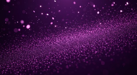 Abstract purple background with bokeh lights and glitter sparkling effect.