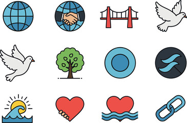 Global Peace Icons: Vector Illustration