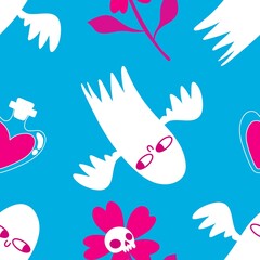Halloween ghost seamless cute cartoon pattern for wrapping paper and fabrics and kids clothes print and packaging
