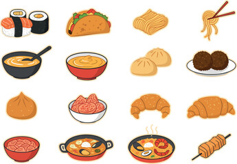 World Cuisine Food Icons Illustration