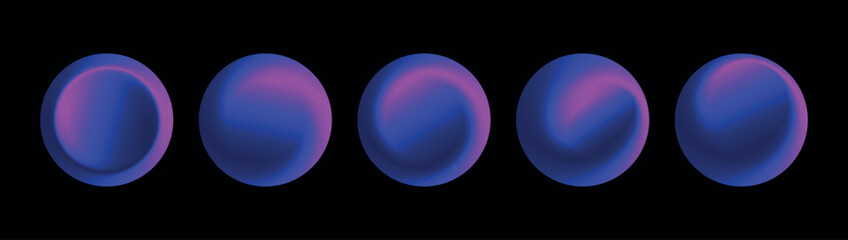 A set of modern gradient spheres in blue and pink colors in a trendy style. Futuristic round shape with a smooth gradient. Vector illustration for creative design.