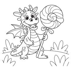 dragon Coloring
Pages with Black and white
vector illustration
