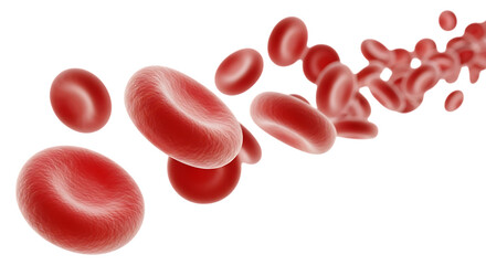 Red Blood Cells Flowing in a Stream on Black Background