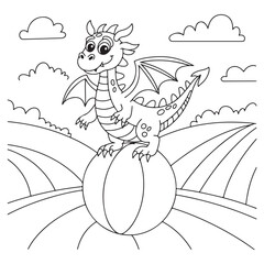 dragon Coloring
Pages with Black and white
vector illustration
