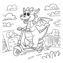 dragon Coloring
Pages with Black and white
vector illustration
