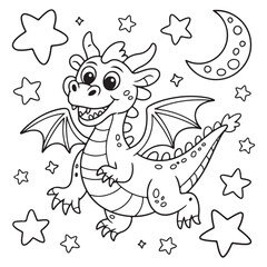 cute little dragon Coloring
Pages with Black and white
vector illustration