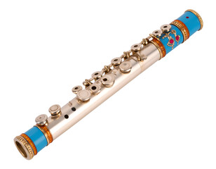 Naklejka premium A beautifully crafted flute featuring intricate designs and vibrant colors, perfect for musical performances.