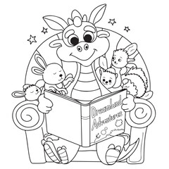 dragon Coloring
Pages with Black and white
vector illustration