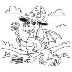 little dragon Coloring
Pages with Black and white
vector illustration