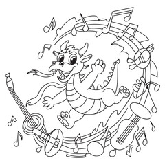 cute little dragon Coloring
Pages with Black and white
vector illustration