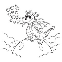 cute little dragon Coloring
Pages with Black and white
vector illustration