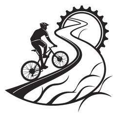 Fototapeta premium Biker riding along seaside path silhouette
